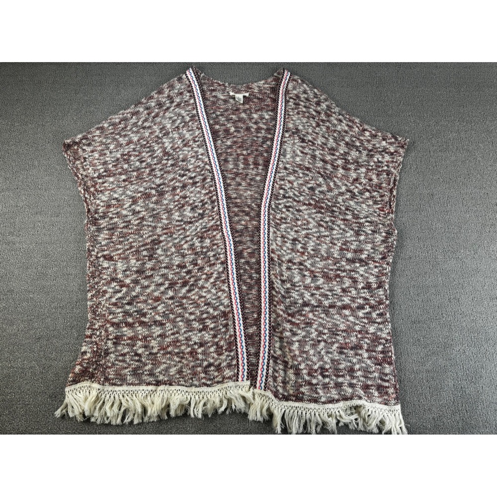 Westbound Cardigan Womens Large Knit Fringe Open Front Boho Vest Western Retro
